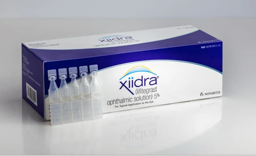 Xiidra lifitegrast ophthalmic solution 5% single-use vials packaging for dry eye treatment