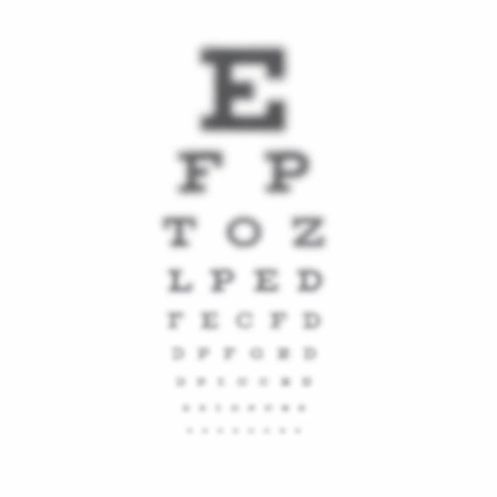Blurred Snellen eye chart for vision screening guides